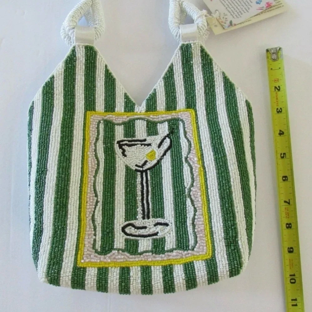 NWT Handcrafted in India Martini Tote with Matching Anthropology Earrings Bundle